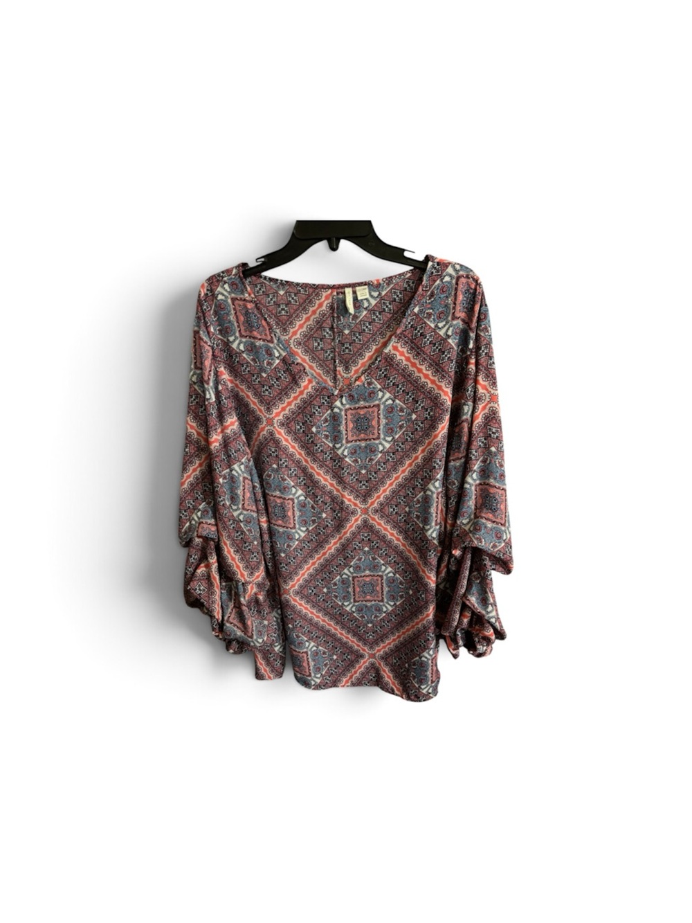 Est 1946 Pink Multi Geometric Ruffle Sleeve Blouse